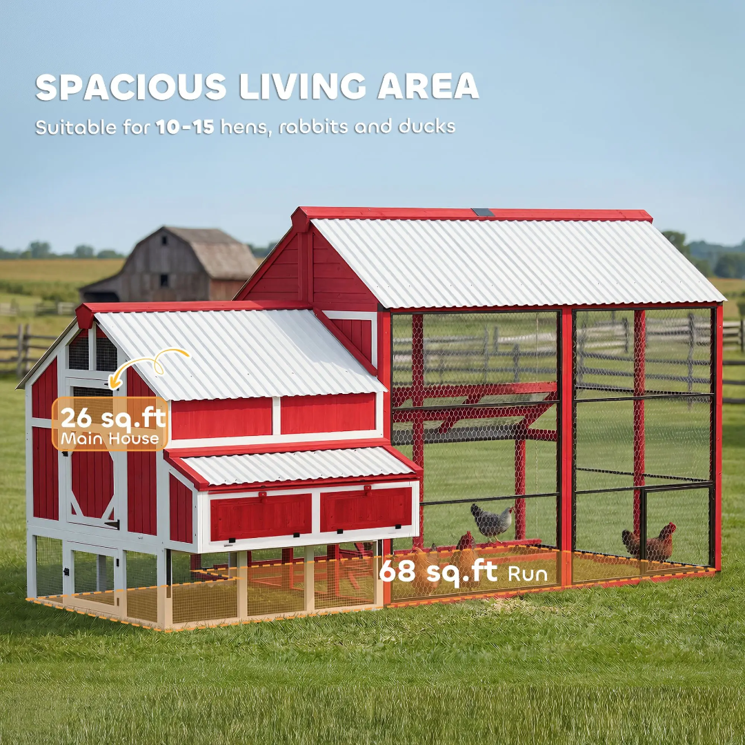 93 Inch Chicken Coup Extra Large 10 to 15 Chickens