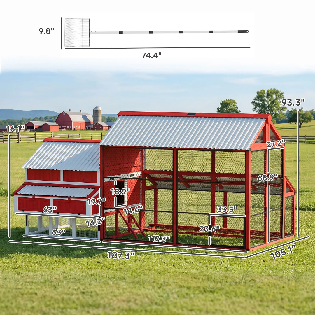 93 Inch Chicken Coup Extra Large 10 to 15 Chickens
