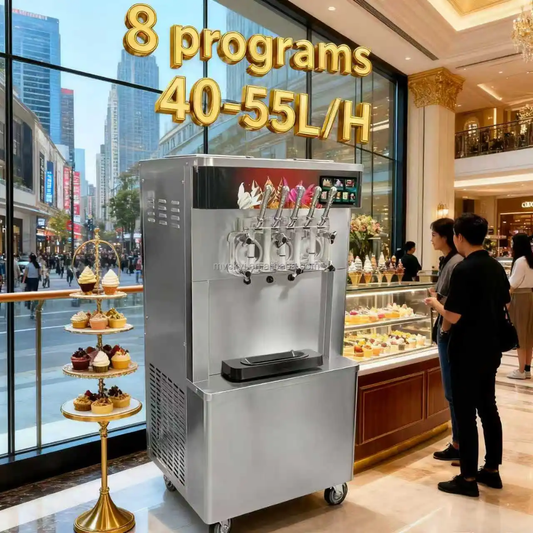 Stainless Steel Soft Serve Machine 5 Dispensers US
