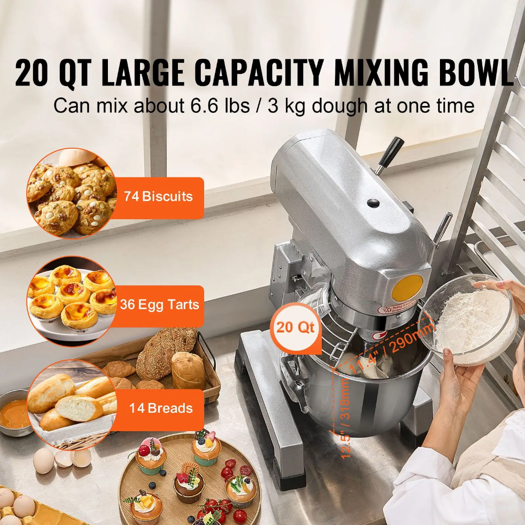 18.7L Commercial Mixer 3 Speed Stainless Steel US