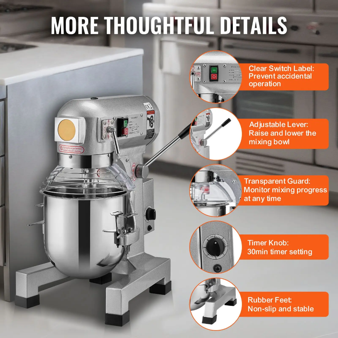 18.7L Commercial Mixer 3 Speed Stainless Steel US