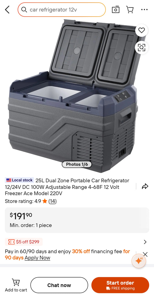 25L Portable Car Refrigerator 12/24V DC
