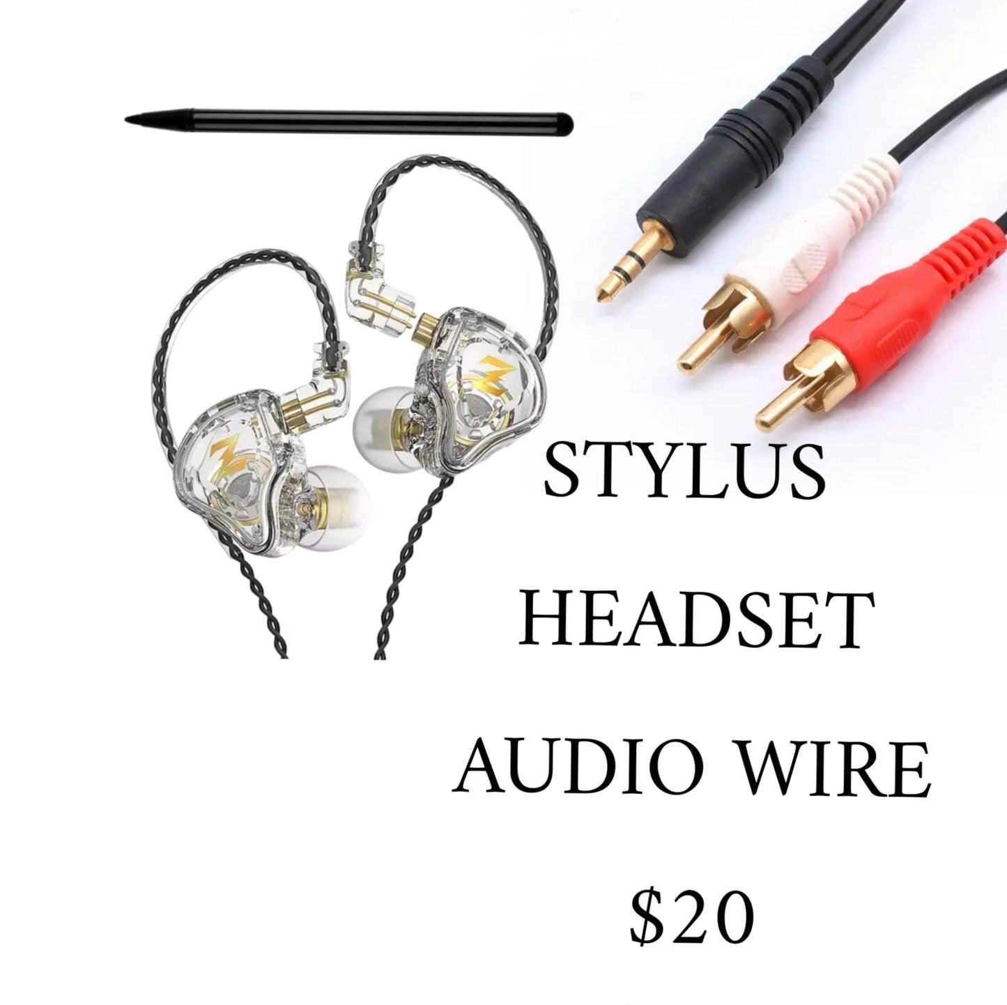 Wired Headset With Mic Stylus RCA Wires Set Air Shipping