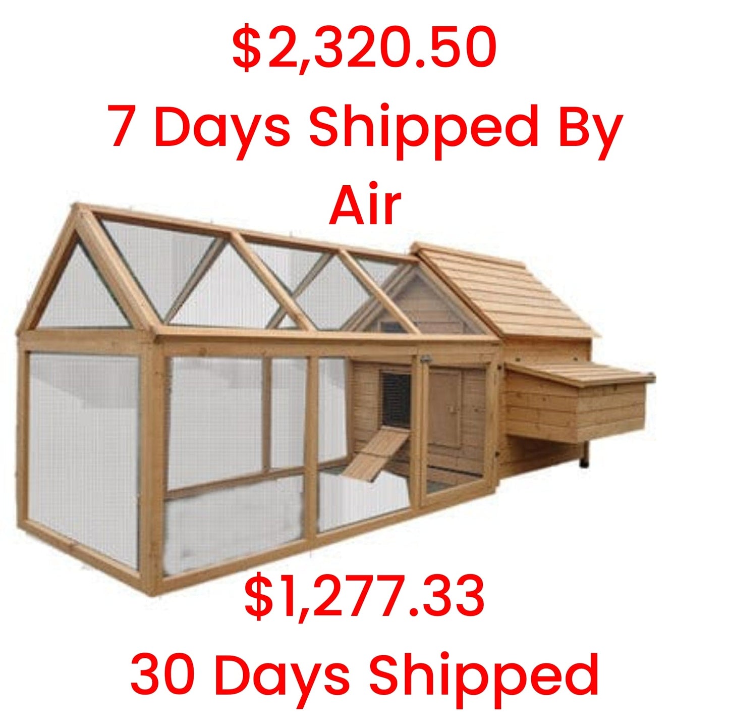 Wooden Chicken Coop With Separate Structure & Egg Case 