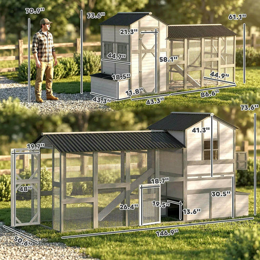 Wooden Chicken Coop with egg case house