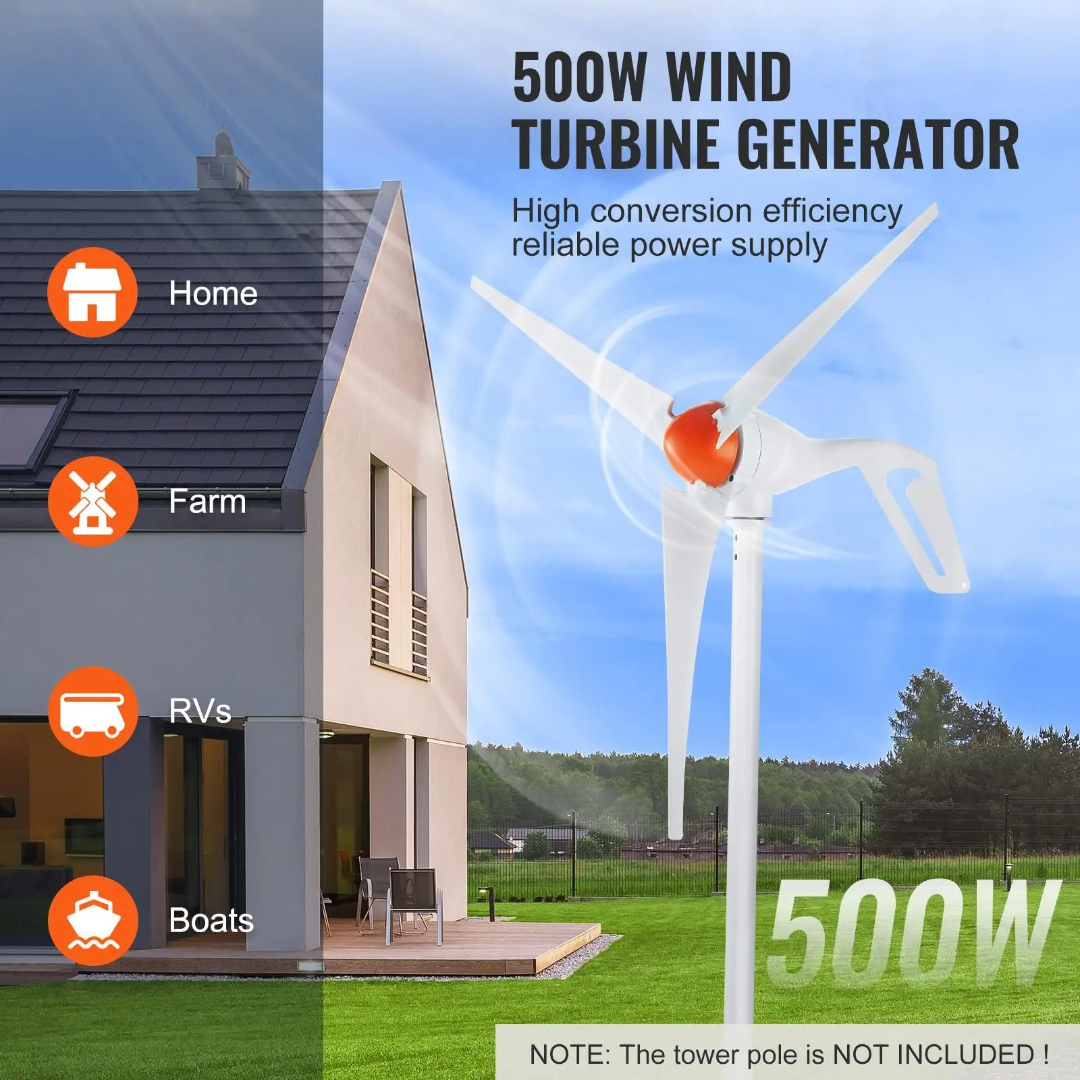 500w 12V Wind Generator Pole Not Included